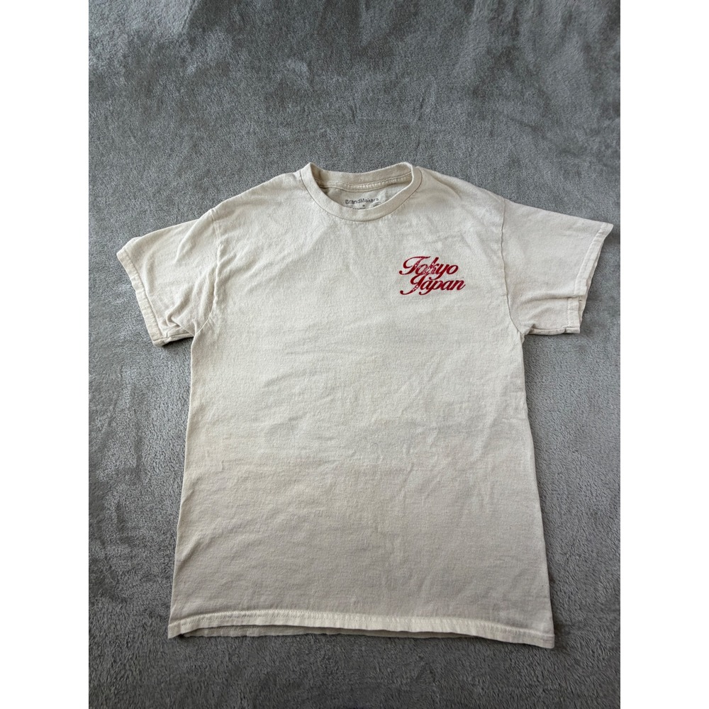 BrandMakers Graphic Tee Mens Medium Beige Tokyo Japan JDM Cars Streetwear Shirt